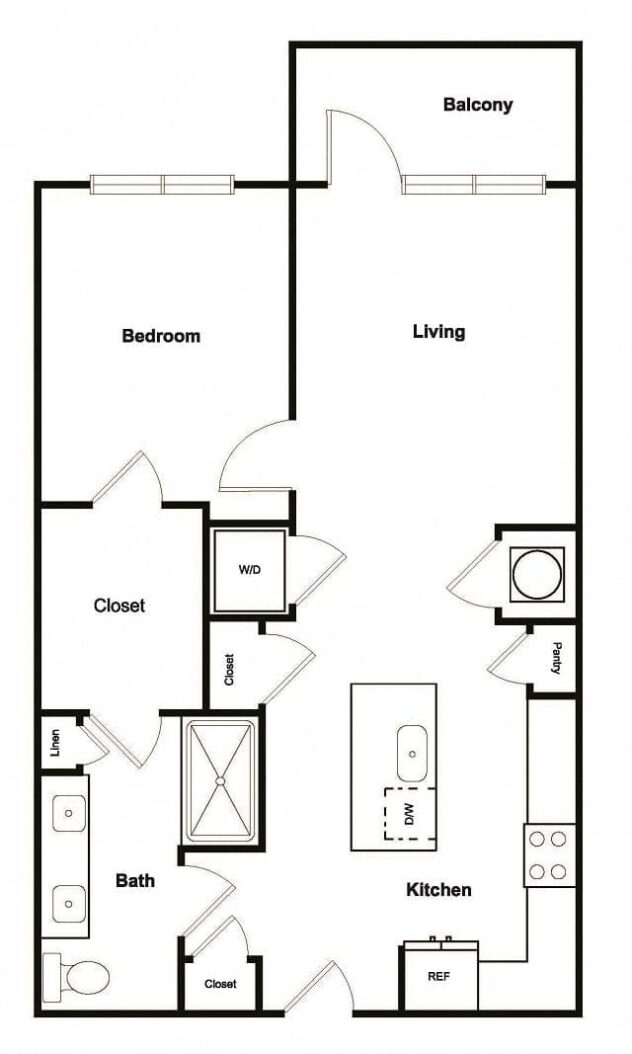 Rendering of the A3 floor plan with 1 bedroom[s] and 1 bathroom[s] at Elevate West Village