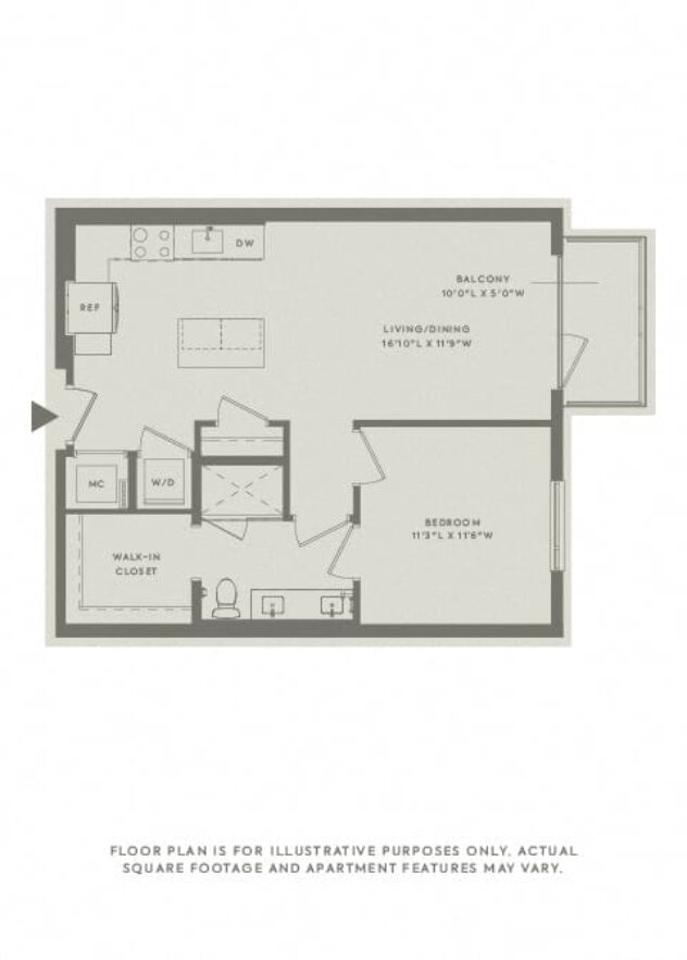 Rendering of the A4 floor plan with 1 bedroom[s] and 1 bathroom[s] at The Sterling at Regent Square