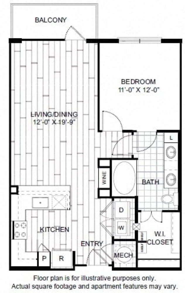 Rendering of the A41 floor plan with 1 bedroom[s] and 1 bathroom[s] at Windsor CityLine