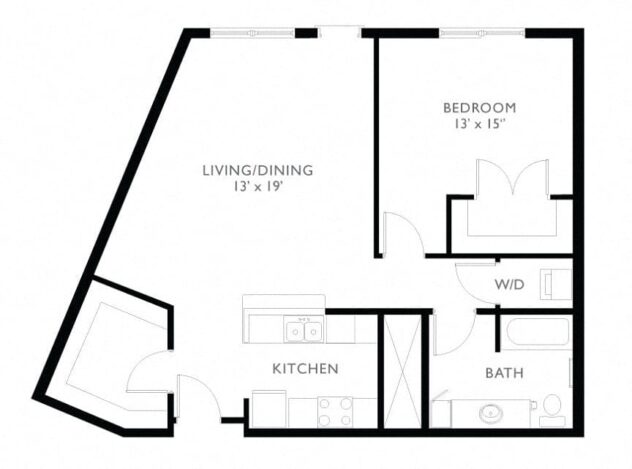 Rendering of the A5 floor plan with 1 bedroom[s] and 1 bathroom[s] at Windsor at Oak Grove