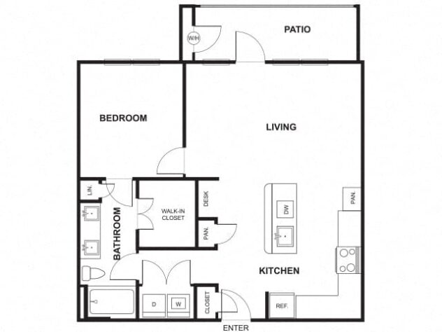 Rendering of the A5 floor plan with 1 bedroom[s] and 1 bathroom[s] at Windsor Ridge