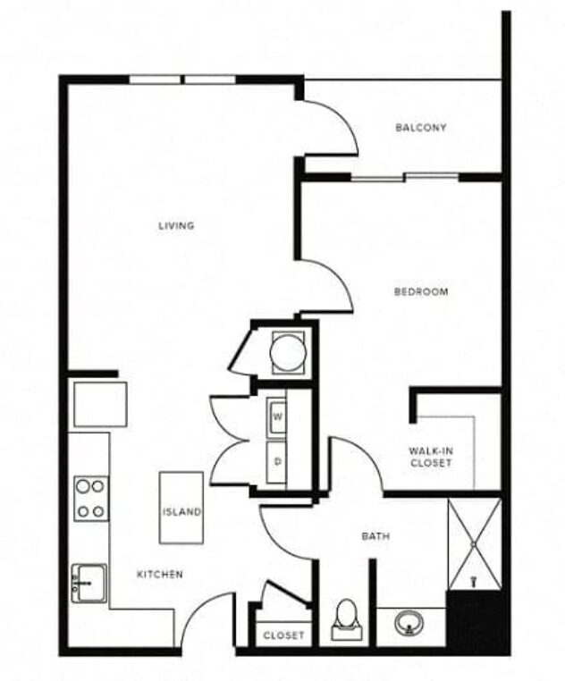 Rendering of the A5a floor plan with 1 bedroom[s] and 1 bathroom[s] at Morningside Atlanta by Windsor