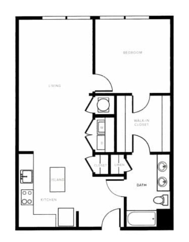 Rendering of the A5C floor plan with 1 bedroom[s] and 1 bathroom[s] at Morningside Atlanta by Windsor