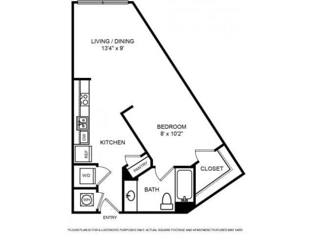 Rendering of the Adele floor plan with a Studio bedroom and 1 bathroom[s] at The Ridgewood by Windsor