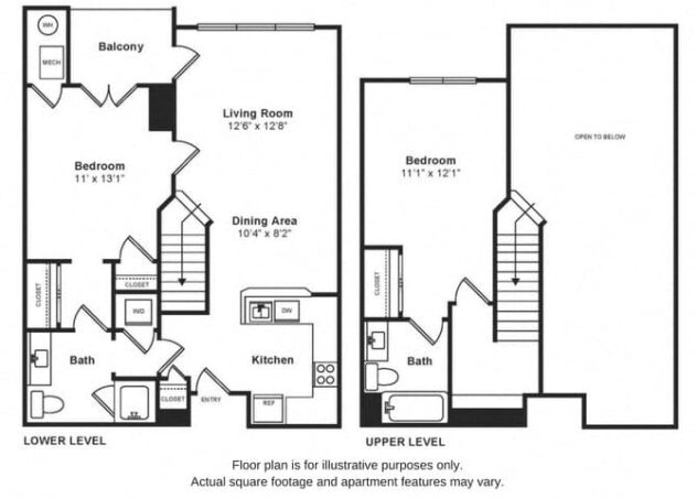 Rendering of the Asbury Penthouse floor plan with 2 bedroom[s] and 2 bathroom[s] at Windsor at Liberty House