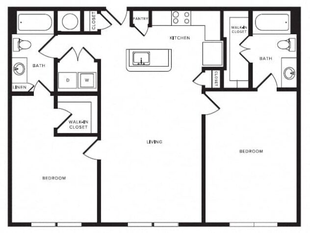 Rendering of the B03 floor plan with 2 bedroom[s] and 2 bathroom[s] at Windsor Shepherd