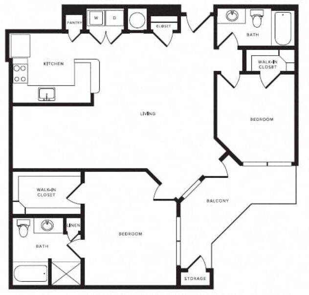 Rendering of the B05 floor plan with 2 bedroom[s] and 2 bathroom[s] at Windsor Shepherd