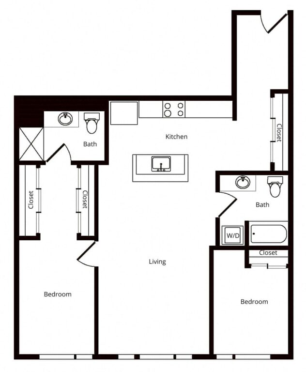 Rendering of the B06 floor plan with 2 bedroom[s] and 2 bathroom[s] at Windsor Buckman