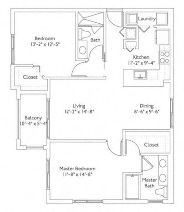 Rendering of the B1 floor plan with 2 bedroom[s] and 2 bathroom[s] at Mirador at Doral by Windsor