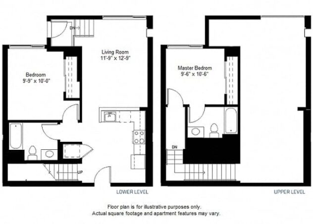 Rendering of the B12 floor plan with 2 bedroom[s] and 2 bathroom[s] at Windsor at Dogpatch