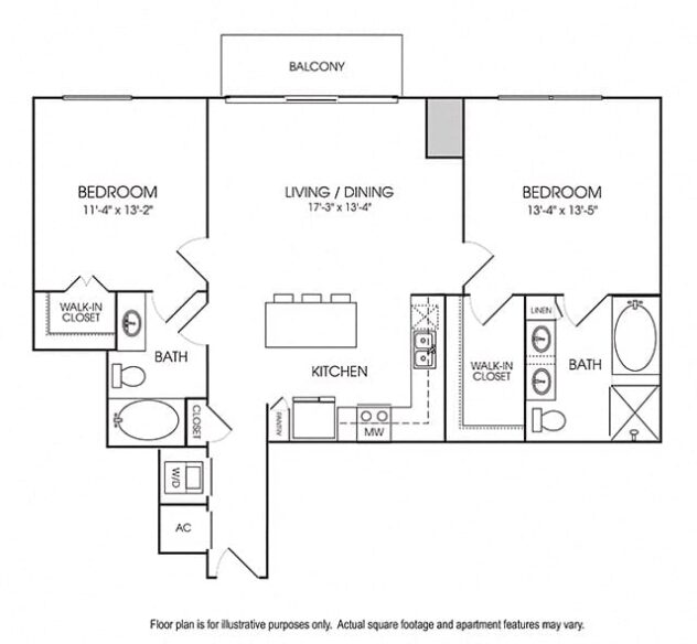 Rendering of the B3 floor plan with 2 bedroom[s] and 2 bathroom[s] at The Sovereign at Regent Square