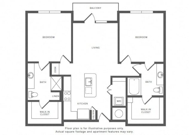 Rendering of the B3 floor plan with 2 bedroom[s] and 2 bathroom[s] at Windsor by the Galleria