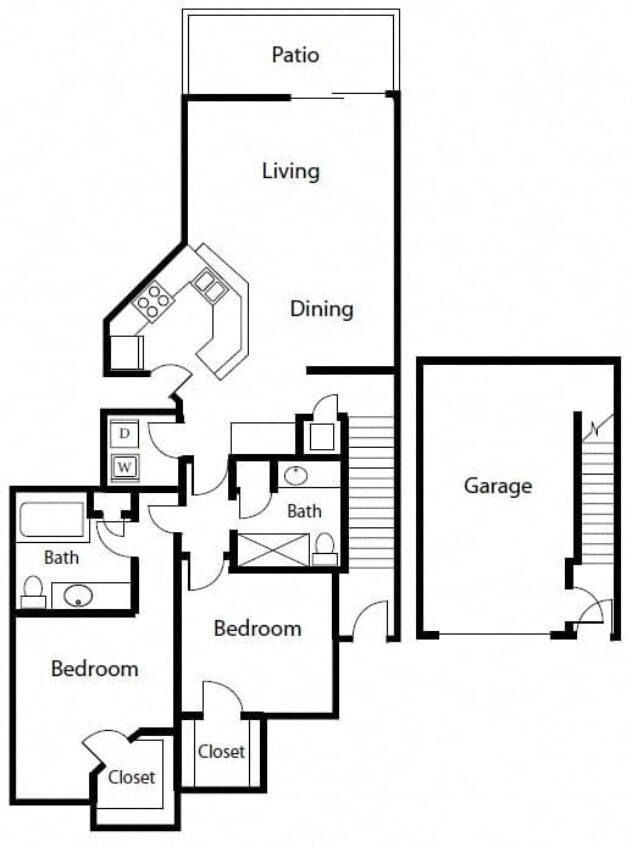 Rendering of the B3G floor plan with 2 bedroom[s] and 2 bathroom[s] at Windsor Coral Springs