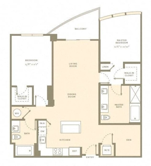 Rendering of the B5 floor plan with 2 bedroom[s] and 2 bathroom[s] at Amaray Las Olas by Windsor