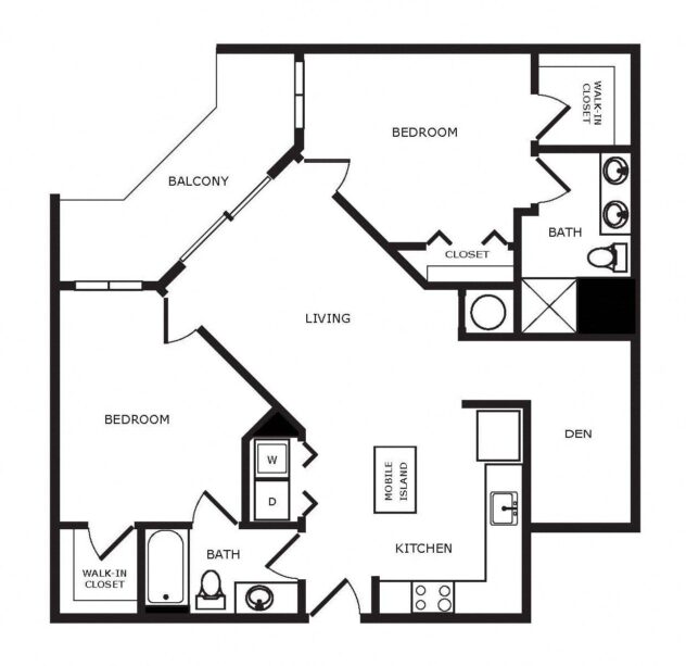 Rendering of the B5D floor plan with 2 bedroom[s] and 2 bathroom[s] at Windsor Cornerstone