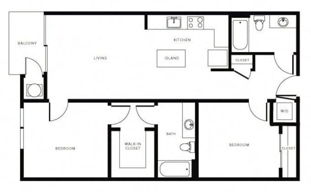 Rendering of the B6 floor plan with 2 bedroom[s] and 2 bathroom[s] at Morningside Atlanta by Windsor