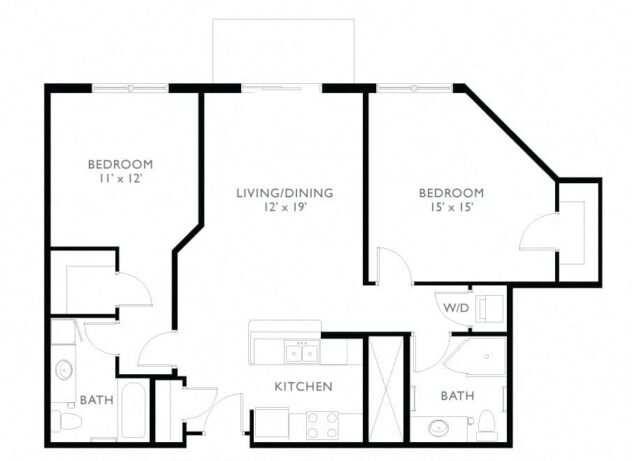 Rendering of the B7 floor plan with 2 bedroom[s] and 2 bathroom[s] at Windsor at Oak Grove