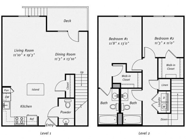 Rendering of the BT floor plan with 2 bedroom[s] and 2.5 bathroom[s] at Dublin Station by Windsor