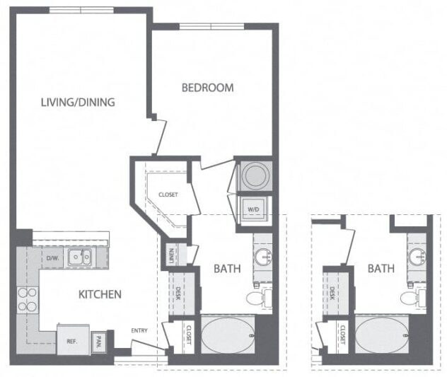 Rendering of the C floor plan with 1 bedroom[s] and 1 bathroom[s] at Windsor at Cambridge Park