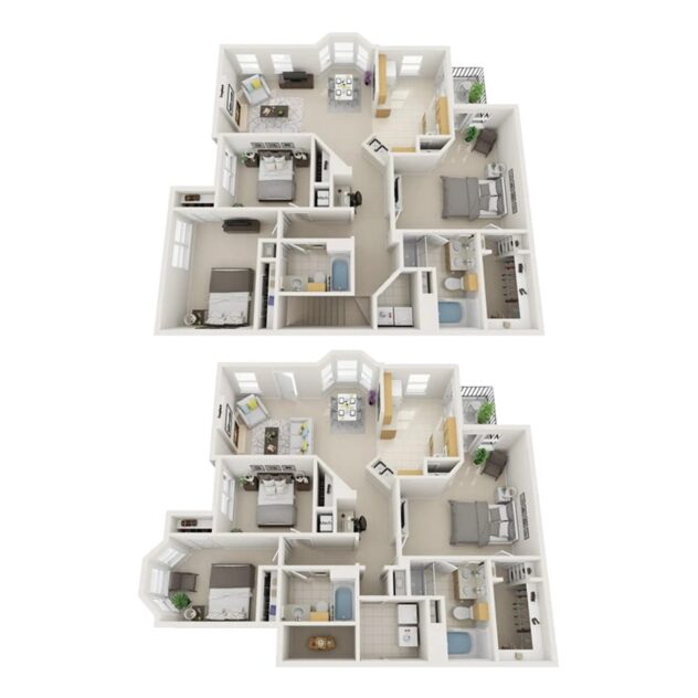 Rendering of the C1 Davinci - Attached Garage floor plan with 3 bedroom[s] and 2 bathroom[s] at Windsor Highwoods Preserve