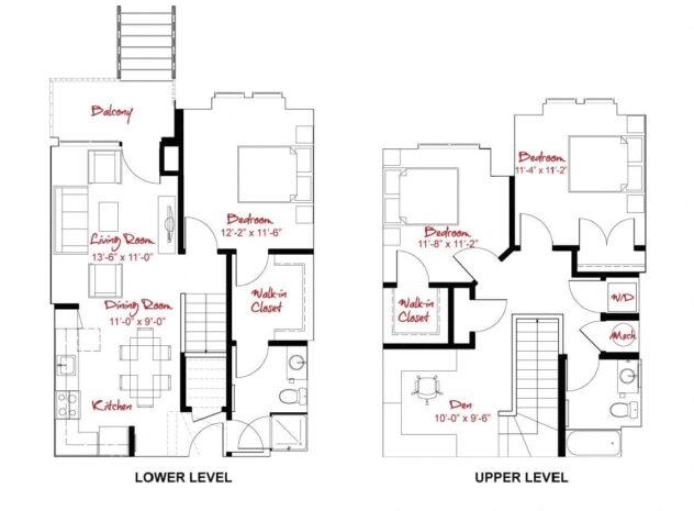 Rendering of the C2 Townhome floor plan with 3 bedroom[s] and 2 bathroom[s] at Windsor at Maxwells Green