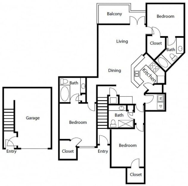 Rendering of the C3G floor plan with 3 bedroom[s] and 2 bathroom[s] at Windsor Coral Springs