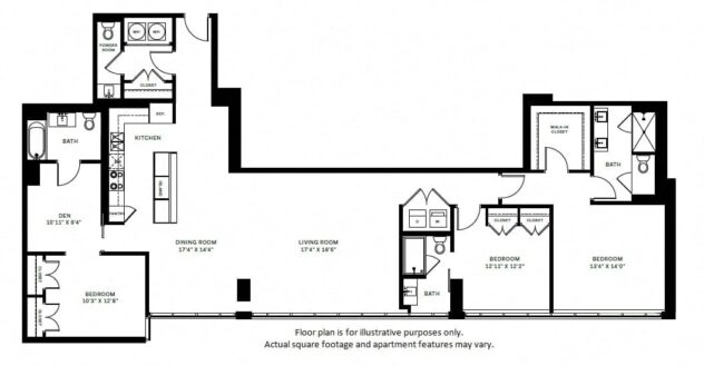 Rendering of the C5 floor plan with 3 bedroom[s] and 2 bathroom[s] at Windsor Bethesda