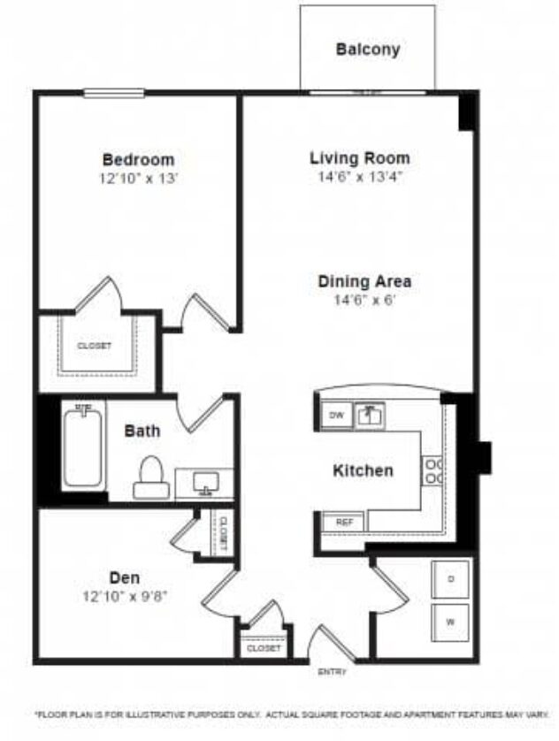 Rendering of the Columbus - With Flex Space floor plan with 1 bedroom[s] and 1 bathroom[s] at The Manhattan by Windsor