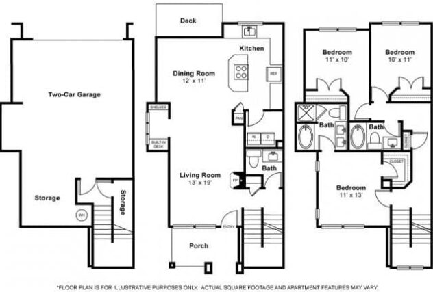 Rendering of the Cougar - Townhome floor plan with 3 bedroom[s] and 2.5 bathroom[s] at The Estates at Cougar Mountain