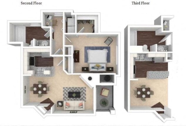 Rendering of the Fox Point floor plan with 1 bedroom[s] and 1 bathroom[s] at Windsor Meridian