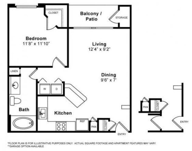 Rendering of the Francesco floor plan with 1 bedroom[s] and 1 bathroom[s] at Windsor at Aviara