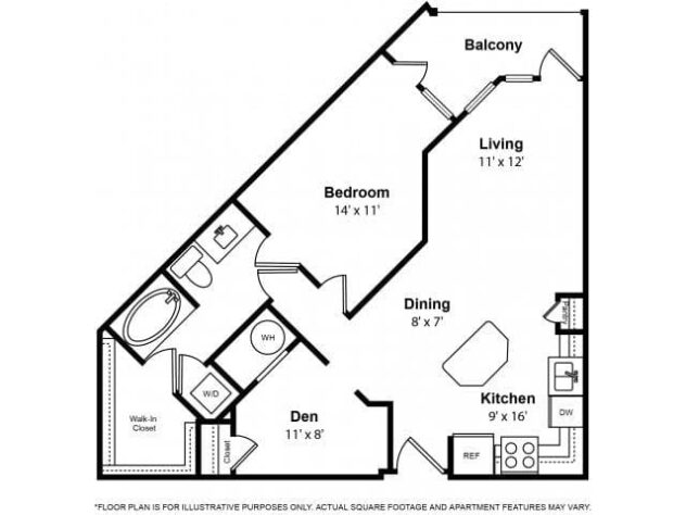 Rendering of the Franklin - One Bedroom w - Office floor plan with 1 bedroom[s] and 1 bathroom[s] at The Ridgewood by Windsor