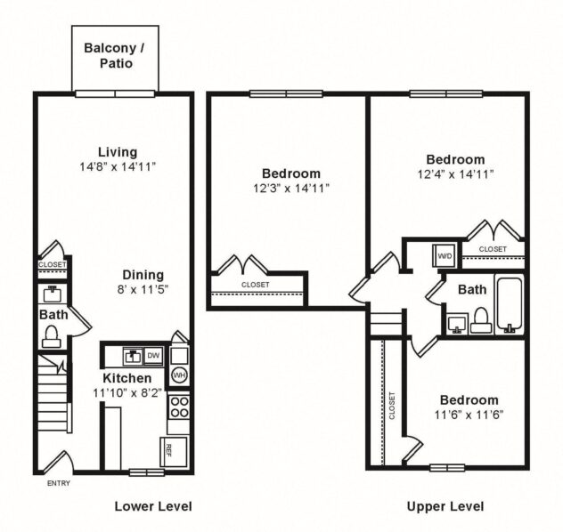 Rendering of the Hayden floor plan with 3 bedroom[s] and 1.5 bathroom[s] at Windsor Ridge at Westborough