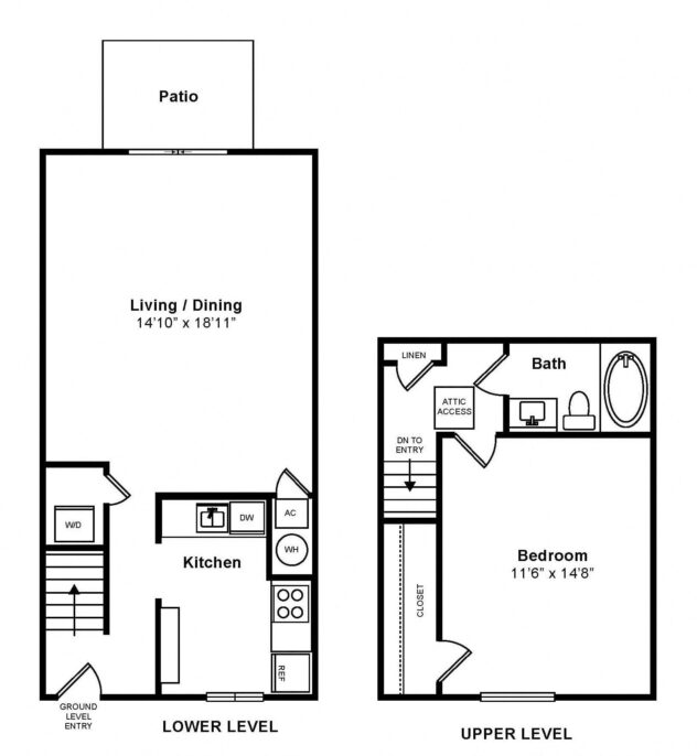 Rendering of the Longfellow floor plan with 1 bedroom[s] and 1 bathroom[s] at Windsor Ridge at Westborough