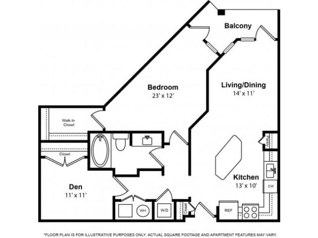 Rendering of the Maple - One Bedroom w Office floor plan with 1 bedroom[s] and 1 bathroom[s] at The Ridgewood by Windsor