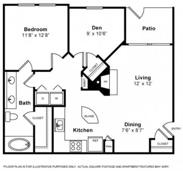 Rendering of the Medici floor plan with 1 bedroom[s] and 1 bathroom[s] at Windsor at Aviara