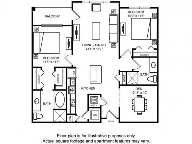 Rendering of the Preston - Two Bedroom w-Office floor plan with 2 bedroom[s] and 2 bathroom[s] at The Ridgewood by Windsor