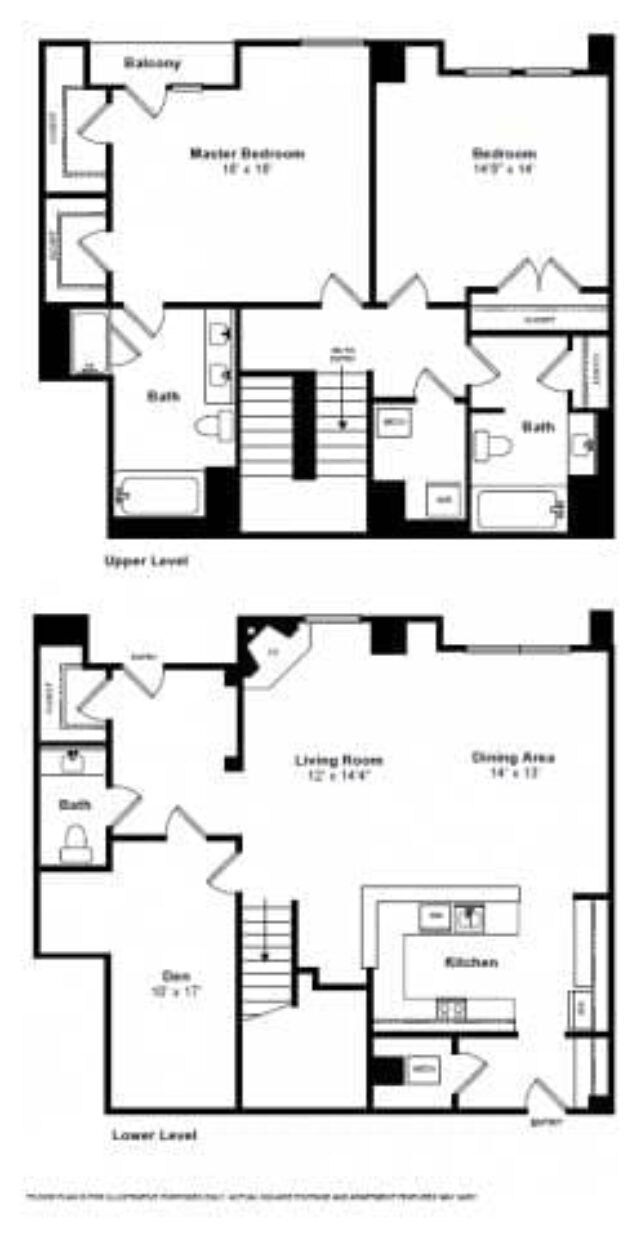 Rendering of the Rockefeller floor plan with 2 bedroom[s] and 3 bathroom[s] at The Manhattan by Windsor