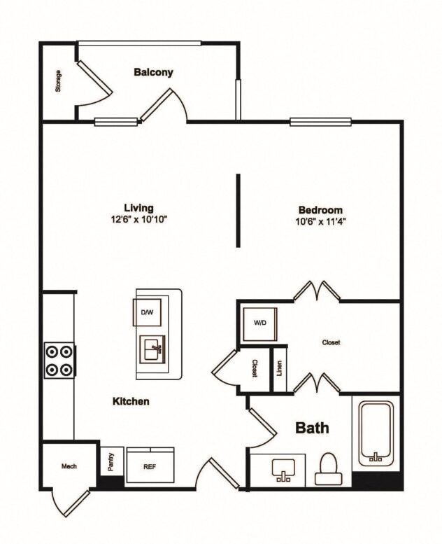 Rendering of the S1 floor plan with a Studio bedroom and 1 bathroom[s] at Windsor Castle Hills