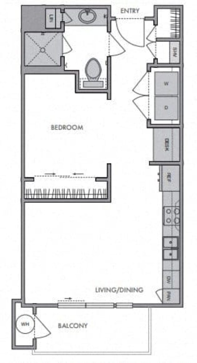 Rendering of the S1 floor plan with a Studio bedroom and 1 bathroom[s] at Windsor Lantana Hills