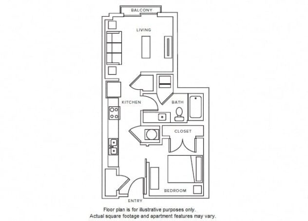 Rendering of the S3 floor plan with a Studio bedroom and 1 bathroom[s] at Windsor Parkview