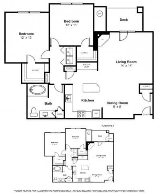 Rendering of the Sammamish floor plan with 2 bedroom[s] and 1 bathroom[s] at The Estates at Cougar Mountain