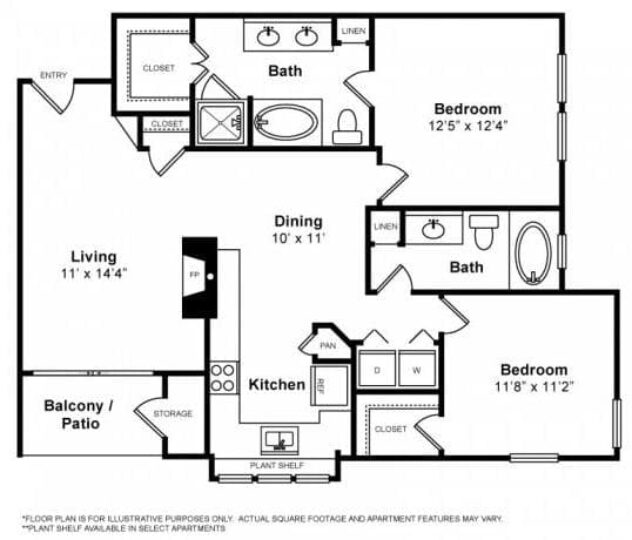 Rendering of the San Giorgio floor plan with 2 bedroom[s] and 2 bathroom[s] at Windsor at Aviara