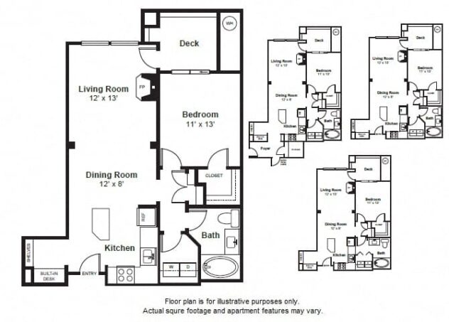 Rendering of the Snoqualmie floor plan with 1 bedroom[s] and 1 bathroom[s] at The Estates at Cougar Mountain