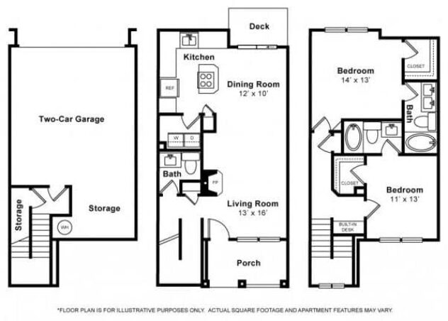 Rendering of the Squak - Townhome floor plan with 2 bedroom[s] and 2.5 bathroom[s] at The Estates at Cougar Mountain