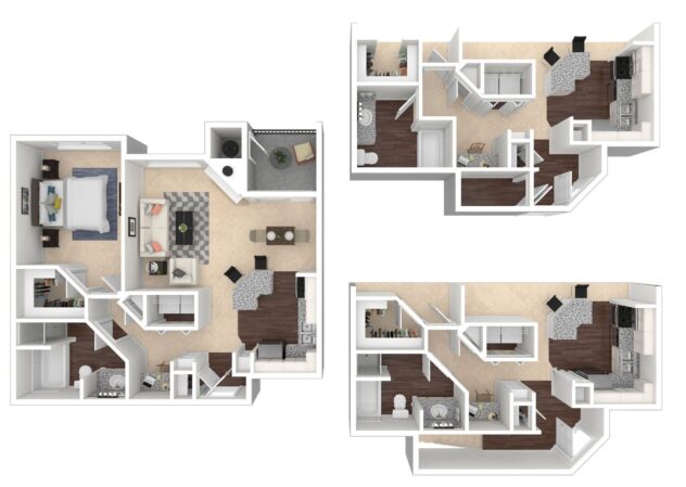 Rendering of the Stillwater floor plan with 1 bedroom[s] and 1 bathroom[s] at Windsor Meridian