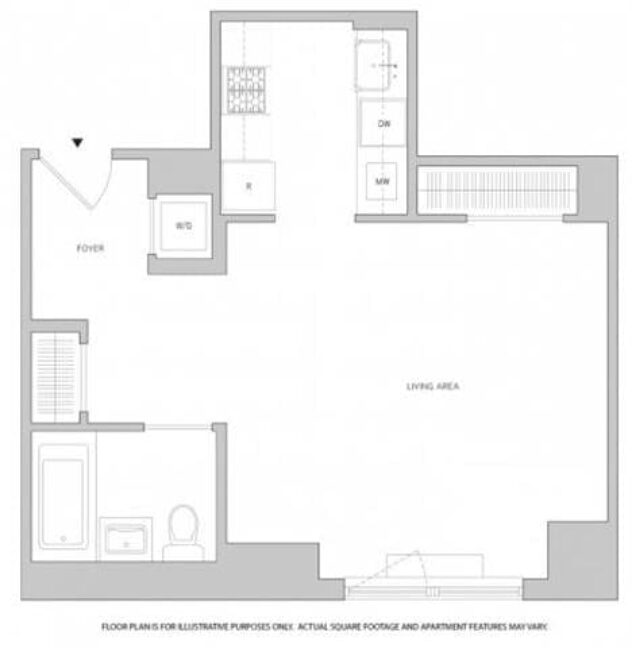 Rendering of the Studio 3 floor plan with a Studio bedroom and 1 bathroom[s] at The Aldyn