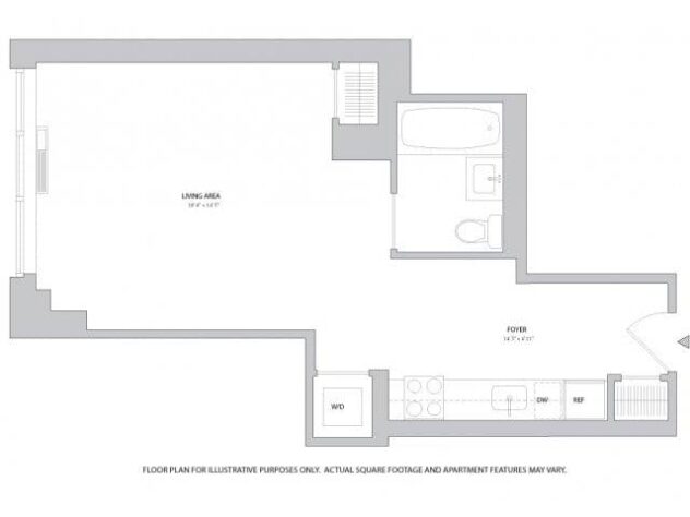 Rendering of the Studio1 floor plan with a Studio bedroom and 1 bathroom[s] at The Ashley