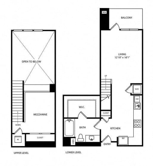 Rendering of the Sun floor plan with a Studio bedroom and 1 bathroom[s] at Boardwalk by Windsor