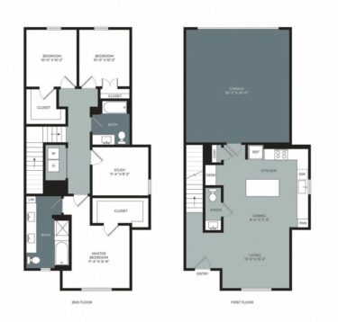 Rendering of the TA floor plan with 3 bedroom[s] and 2.5 bathroom[s] at Windsor West Plano